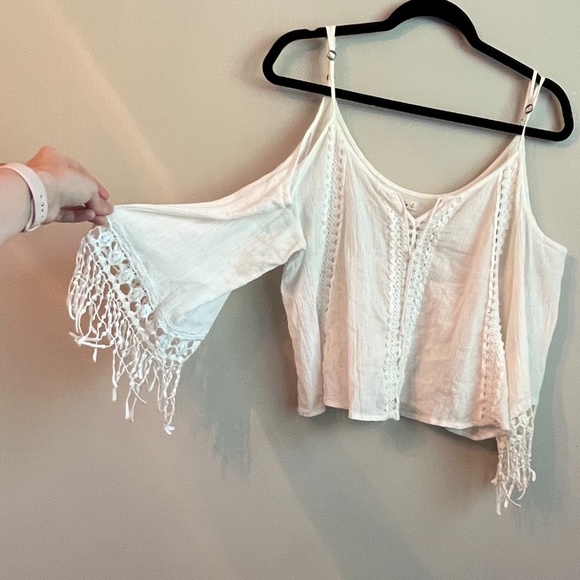 Hollister Tops - Hollister White Cold Shoulder Top
